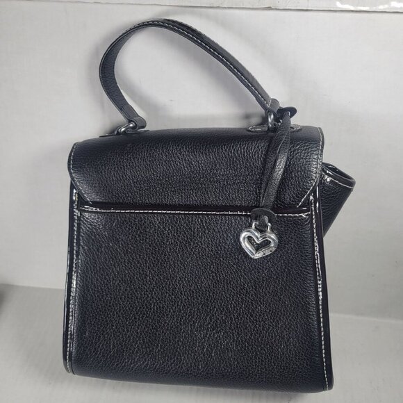 Brighton Black Leather Snake Print Crossbody Handbag With Heart Charm - Picture 4 of 13